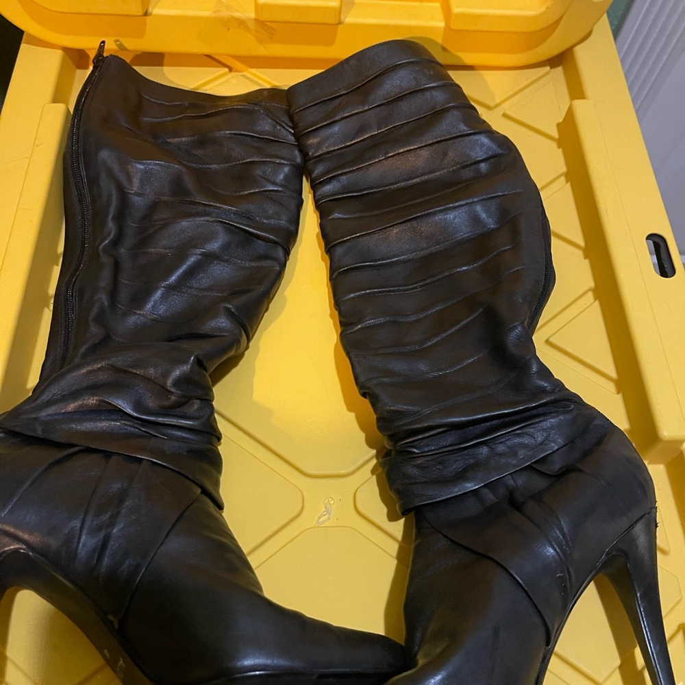 Aldo Black Ruched Heeled Boots